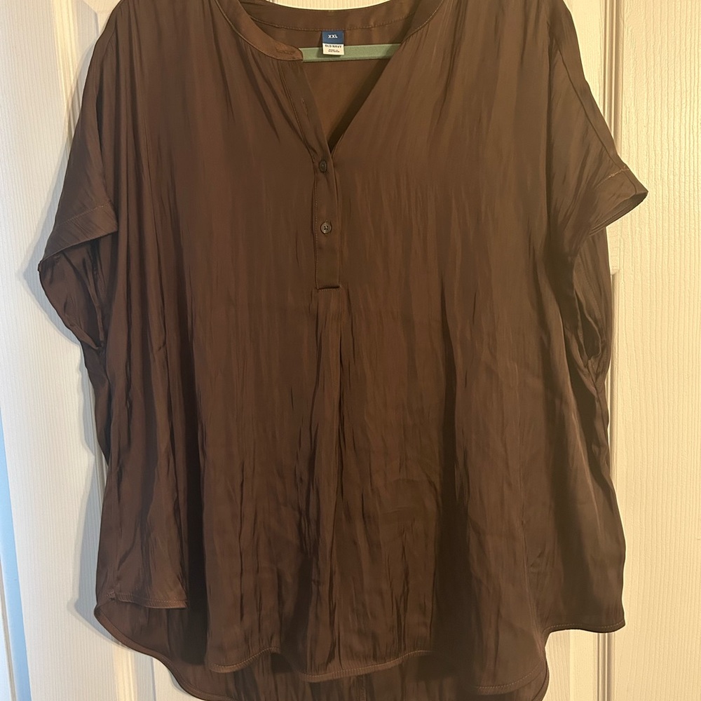 Brown Button-Up Blouse